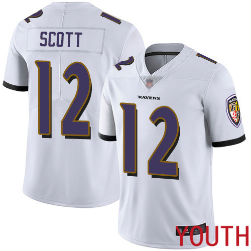 Baltimore Ravens Limited White Youth Jaleel Scott Road Jersey NFL Football #12 Vapor Untouchable